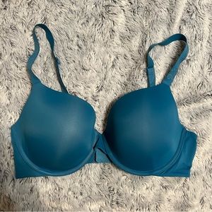 Victorias Secret Blue Logo Strap T shirt Light Lined Demi 36D